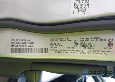 2023 Jeep Grand Cherokee L Altitude 4X4 из США, поврежденный, VIN 1C4RJKAG9P8865637